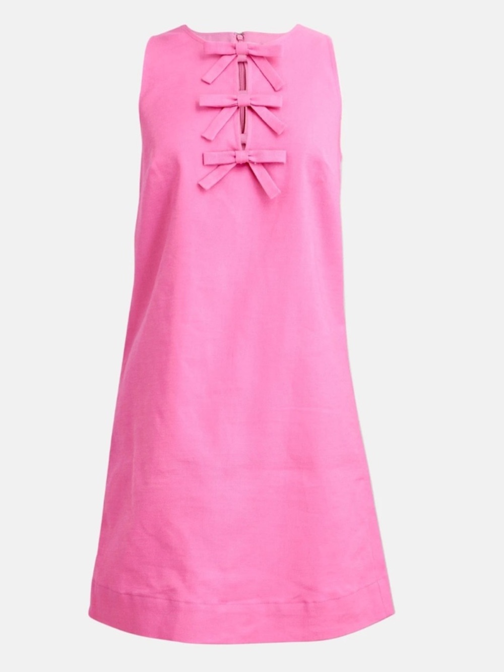 NWT J. Crew Pink Linen Bow Front Shift Dress, BR206, Size Small - Picture 2 of 7